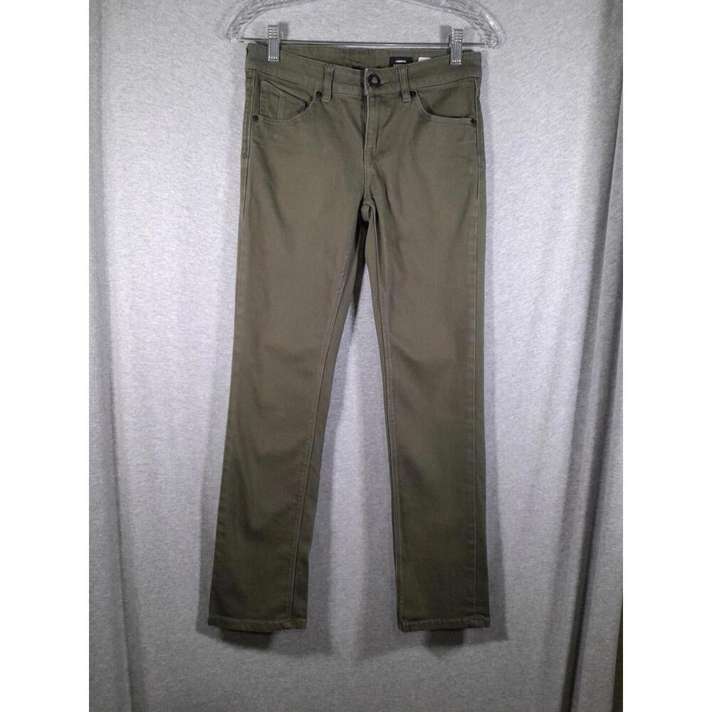Volcom Jeans Womens‎ 27 Vorta Slim Straight Green 5 Pocket Slub